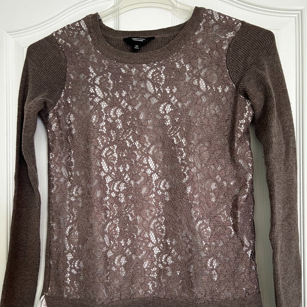 Simply Vera Beige Lace Sweater with Faux Tunic